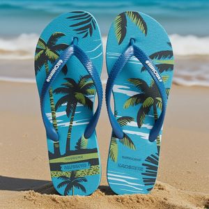 Wholesale Tropical Floral Print Women Fashion Casual PE Sole Platform Flat Heel Lightweight Summer Open Toe Sandals Flip Flops