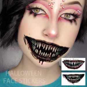 Thrilling Halloween Big Mouth Temporary Face Stickers New Paper Tattoo for Party Makeup and Dance White Color