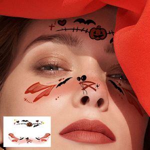 Cartoon Halloween Full Face Tattoo Sticker Funny Non-Toxic and Harmless Temporary Feature for Holiday and Masquerade Parties