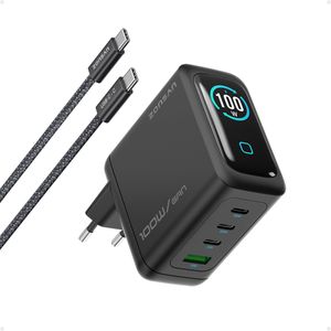 100W USB C Charger Laptop Charger 4 Port Multi Fast Charging GaN Power Adapter Display Touch Control for MacBook iPhone Samsung