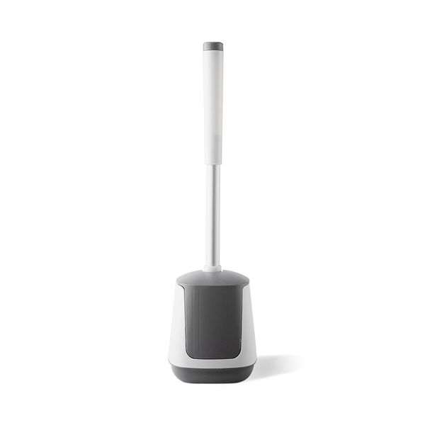 Jesun White Silicone Round Toilet Brush and Holder Set Wall Mounted TPR Plastic Cleaning Brushes