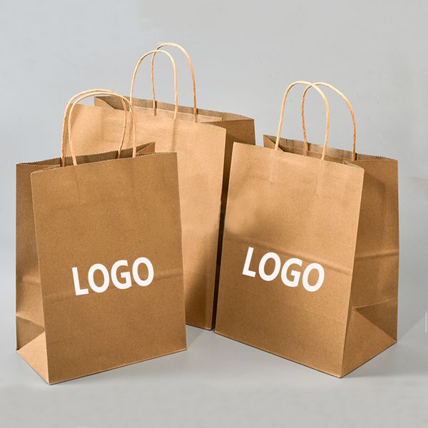 Custom Printed Takeaway Paper Bag China Fast Food Packaging Gift Bag Coloured Kraft White Paper Shopping Bag Kraft Wholesale