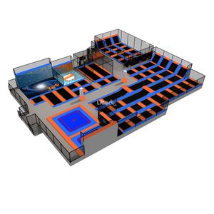 Large Indoor Fluorescent Trampoline Park with Air Bag