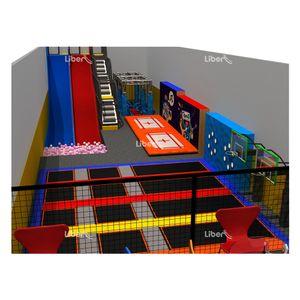 Kids Indoor Trampoline with Ninja Course and Crazy Slides