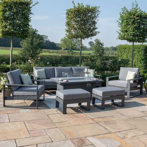 Best Sell Balcony Design  Fire-pit  Table Outdoor  Garden Sofa Set Alu Frame Style