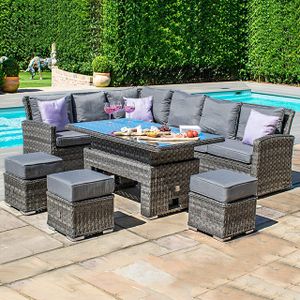 Hot Sale Rattan Outdoor Furniture Sofa and Rising Dining Table Set Garden PE Wicker Contemporary Hotel Set
