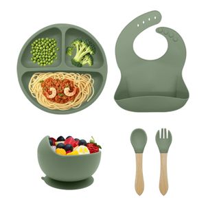 Classic Cross-Border Design Children's Silicone Plate Set Baby Food Divided Heart Plate Mother Baby Feeding Kids Dining