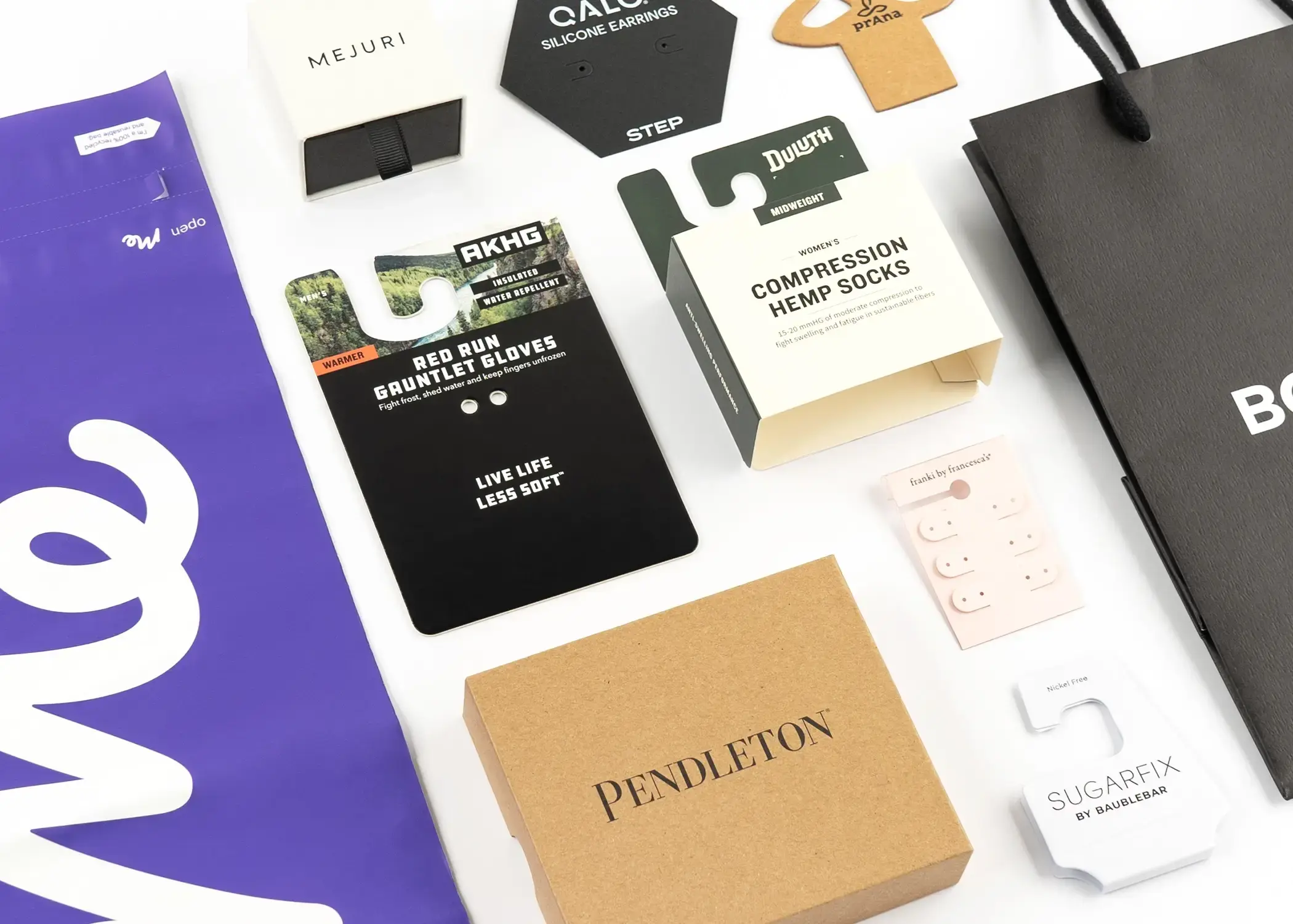 paper hang tags, stickers, plastic packaging, labels, and instructional materials