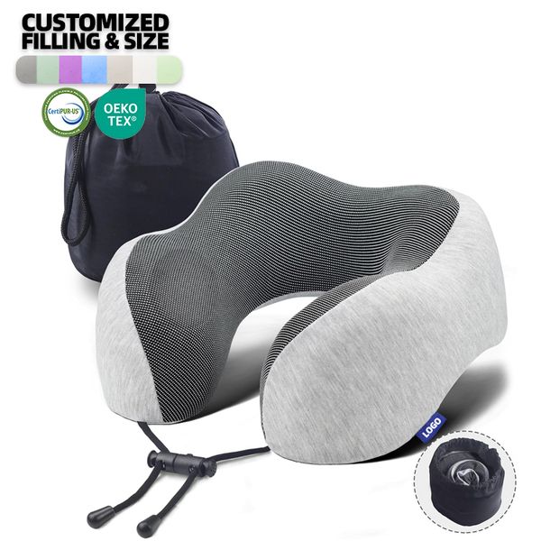 2024 new neck pillow travel neck pillow airplane Wholesale Custom With Logo Orthopedic Memory Foam Neck Support Travel Pillow