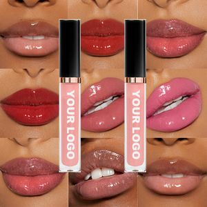 Private Label Vendor High Quality Vegan Pigment Base Gel Plumping Glossy Matte Glitter Lipgloss with Packaging Custom Logo