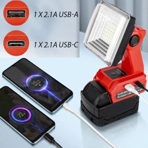 15W LED Work Light Compatible for De Walt 20V Max Li-ion Battery 1500LM with USB/Type-C Port  Pivoting Head Indoor Outdoor Use