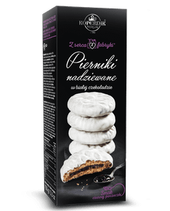 Pierniki nadziewane w białej czekoladzie o smaku czarnej porzeczki