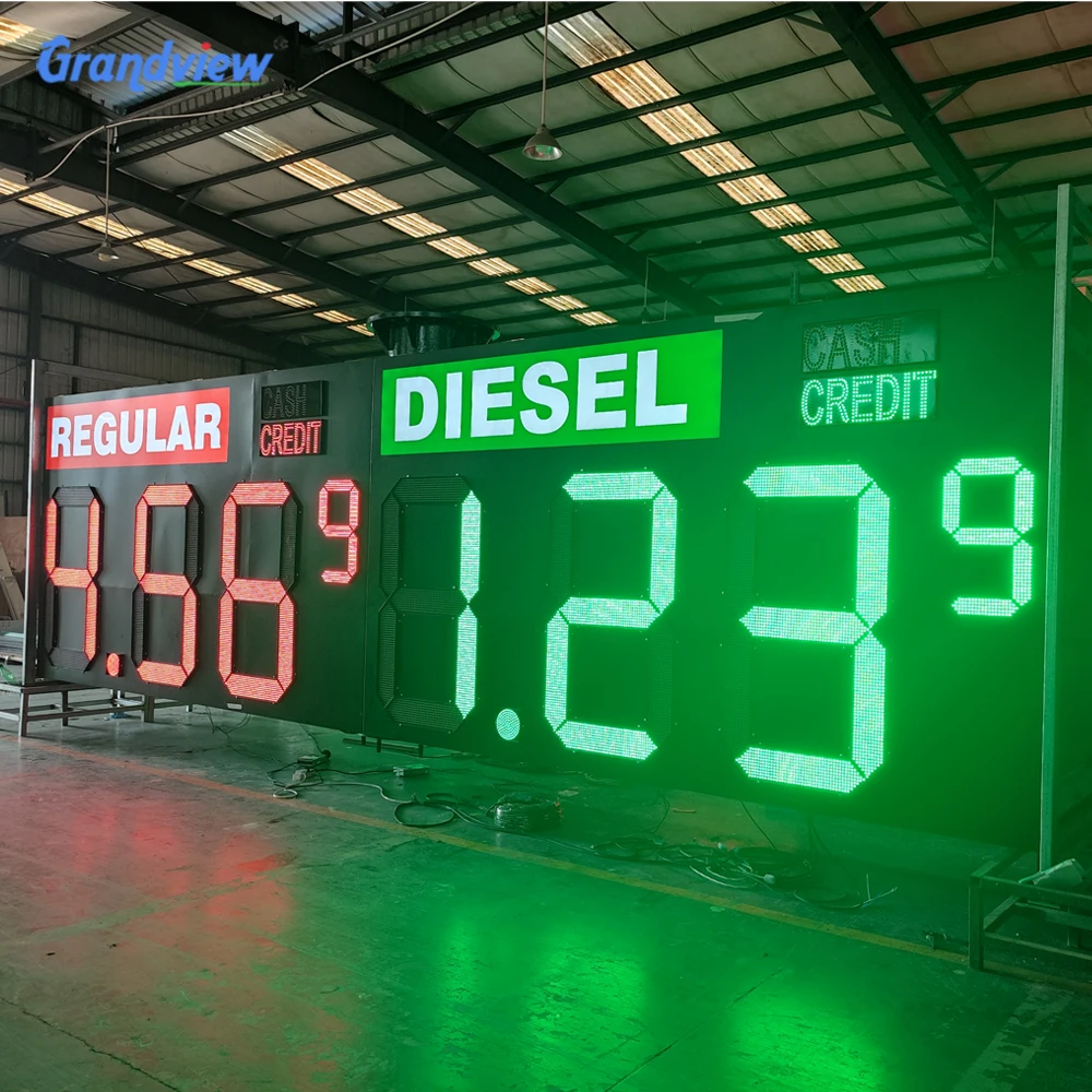 Led Gas Station Price Signn Led Pylon Sign Remote Control Digital Single/double Display Custom Petrol Price Signage Outdoor