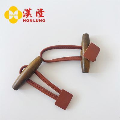 Shantou Honlung Button Dress Co., Ltd Wooden Toggle Button with Leather Loops