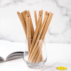 Reusable plant bamboo straw with brush