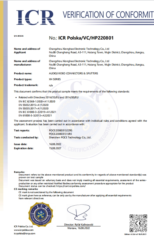 Changzhou Xionghao Electronic Technology Co., Ltd LAN Cables