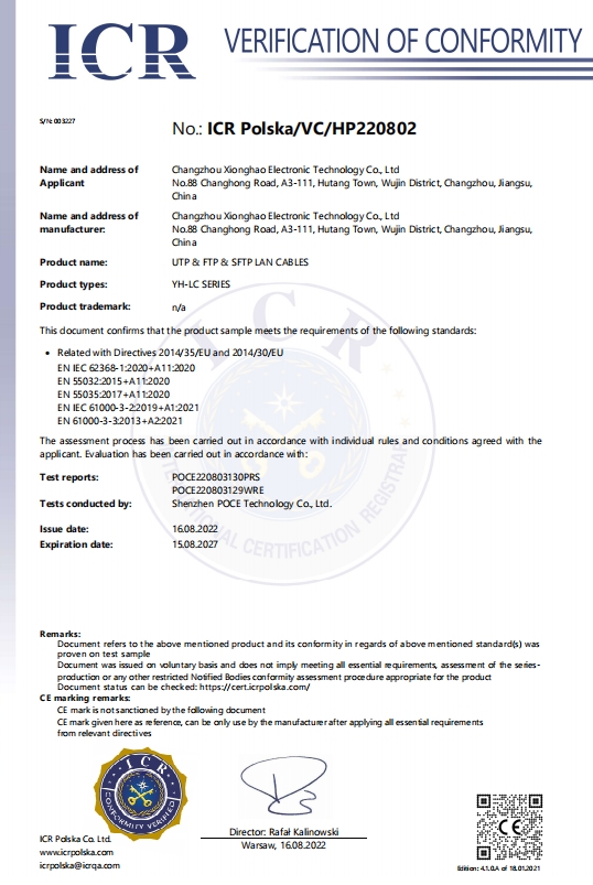 Changzhou Xionghao Electronic Technology Co., Ltd HDMI Cables