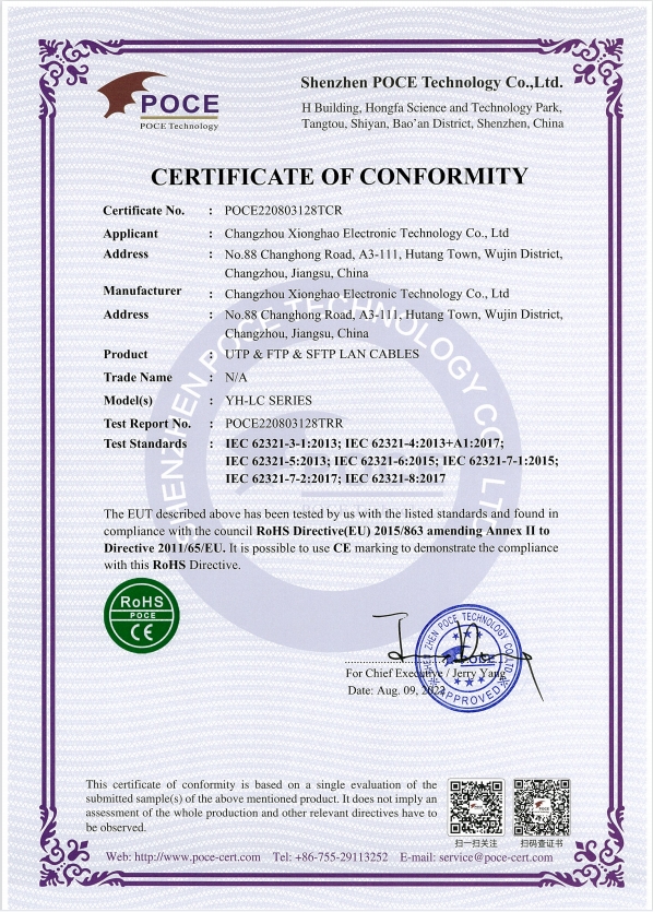 Changzhou Xionghao Electronic Technology Co., Ltd USB-C Cables
