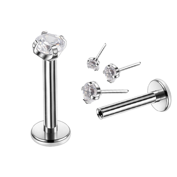 Dongguan Zhongtai Jewelry Co., Ltd. Wholesale Body Piercing Jewelry Cubic Zirconia Labret Helix Cartilage Flat Back Earrings...