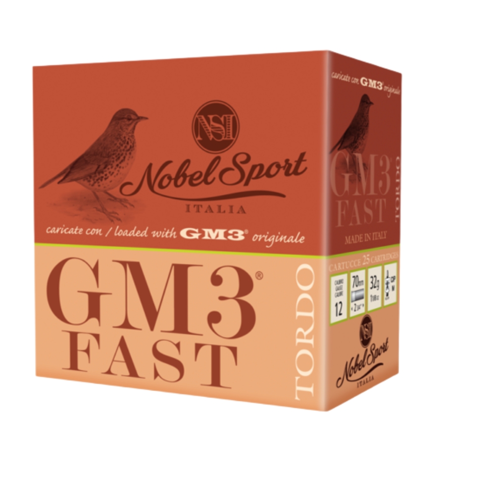 CAL.12 GM3 FAST TORDO 32g HUNTING CARTRIDGES NOBEL SPORT ITALIA