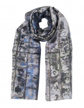 Men silk scarf grey Lichen