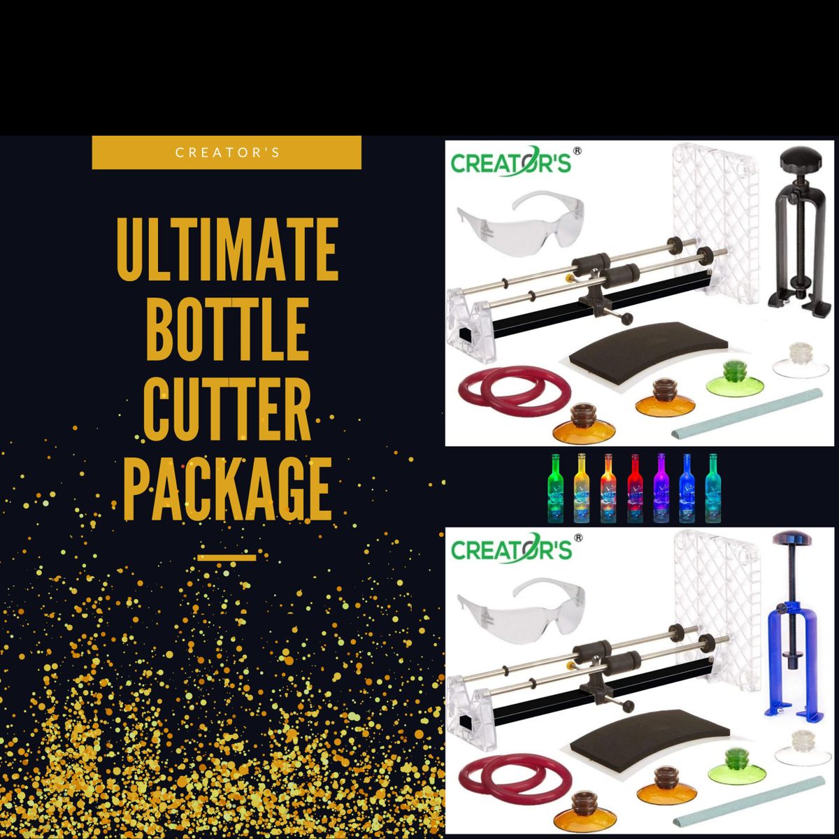 Creator's Brand Creator's Ultimate Glass Bottle Cutter Bundle - Super Suite W/Black Bottle Neck Cutter