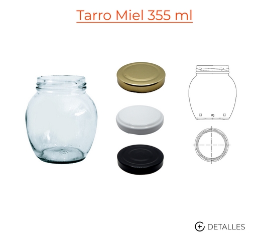 Logarmex Envases de Vidrio Tarro Miel 355 ml / 12 oz
