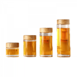 Maidao Glass Tarro redondo de cristal para miel con tapa de madera