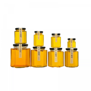 Tarro hexagonal de cristal para miel