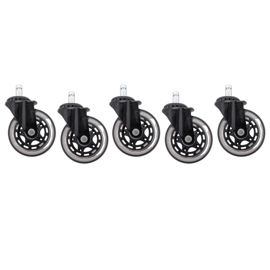 LINCO Casters & Industrial Supply LINCO Heavy Duty Office Chair Casters 3" - Set of 5 Polyurethane Swivel Wheels (600 LBS...