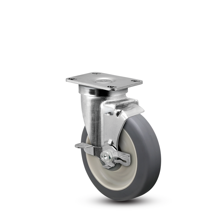 LINCO Casters & Industrial Supply LINCO NSF Certified Chrome Swivel Caster with Brake for Foodservice 6"