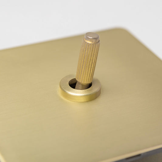 Brass bee Satin Brass Switches and Sockets - Straight Knurled Design