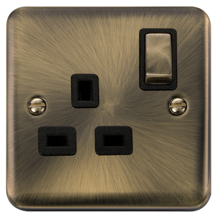 Click Scolmore Deco Plus Antique Brass 13A Single Socket DPAB535BK