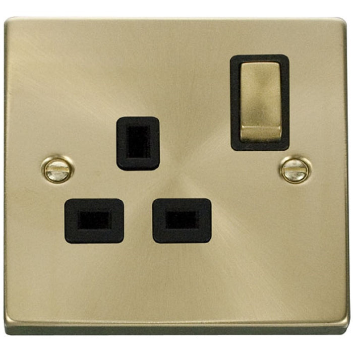 Click Scolmore Deco Satin Brass 13A Single Socket VPSB535BK