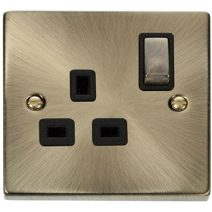 Click Scolmore Deco Antique Brass 13A Single Socket VPAB535BK