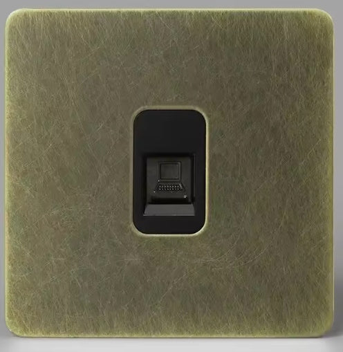 Caradok Screwless Antique Brass Computer Socket - 1 Gang - The Georgian
