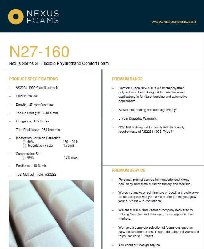WT Distributors N27-160 (General purpose seating foam)