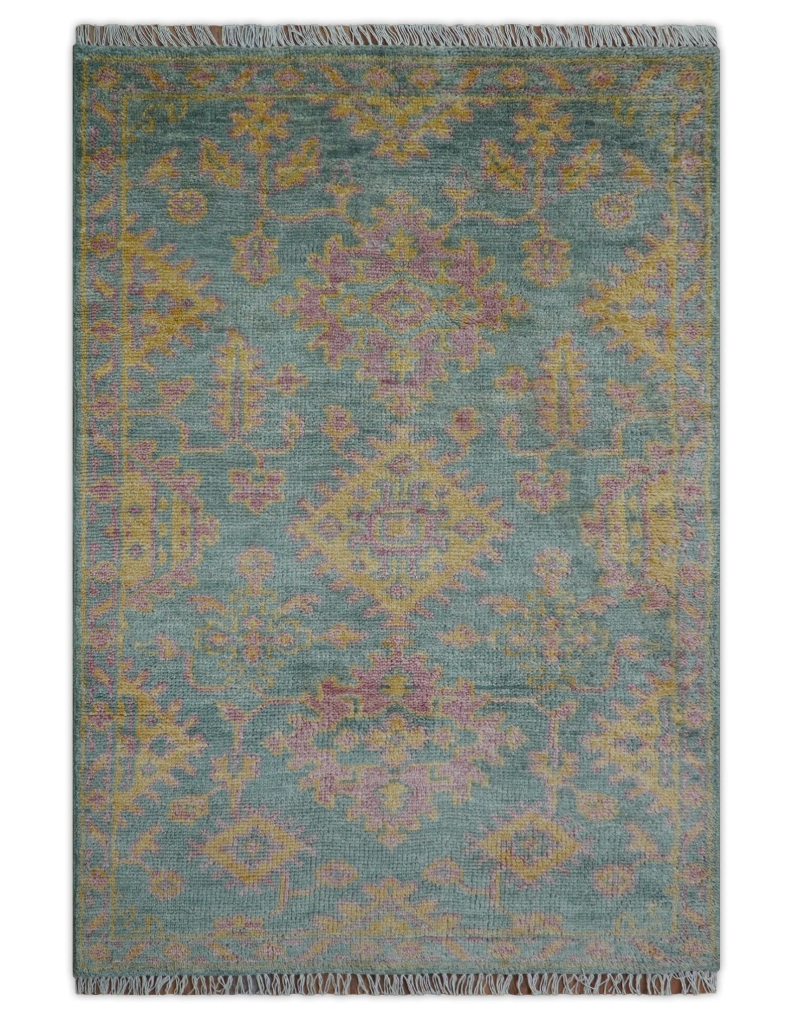The Rug Decor Turkish Design Pink Hand Knotted 4x6 Wool Area Rug