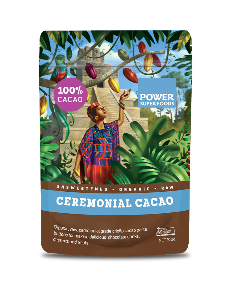 Power Super Foods Cacao Ceremonial Paste Buttons Raw