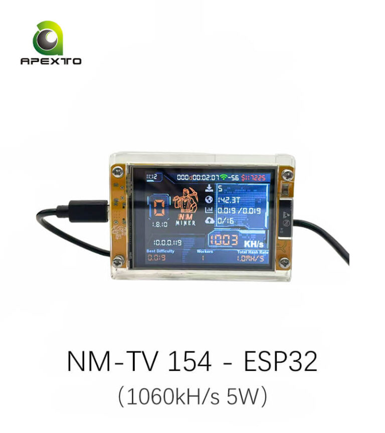 Apexto Mining NerdMiner TV 154 – ESP32 1060kH/s 5W Bitcoin Solo Miner