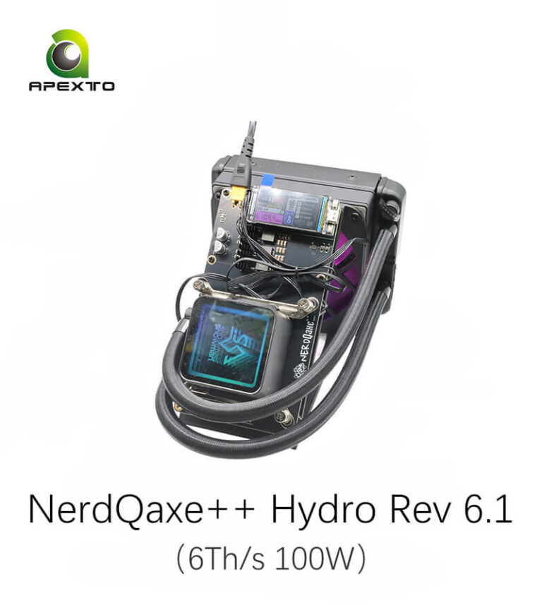 Apexto Mining NerdQaxe++ Hydro Rev 6.1 6Th/s 100W Bitcoin Solo Miner