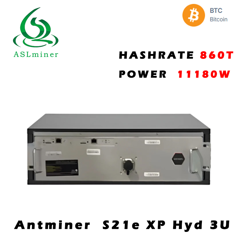 Antminer S21e XP Hyd 3U SHA-256 algorithm 860Th/s 11180W with psu