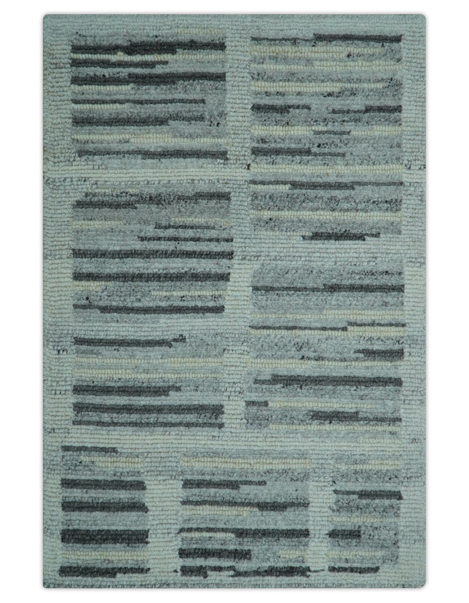 Modern Contemporary Charcoal And Gray 2x3 Wool Area Rug