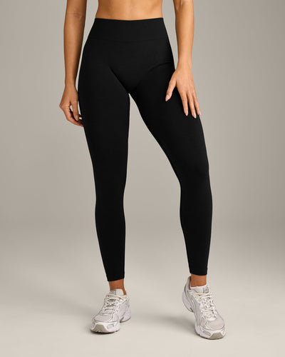 Oner Active US EffortlessLift™ Seamless Mid Rise Leggings with Gray Logo | Black