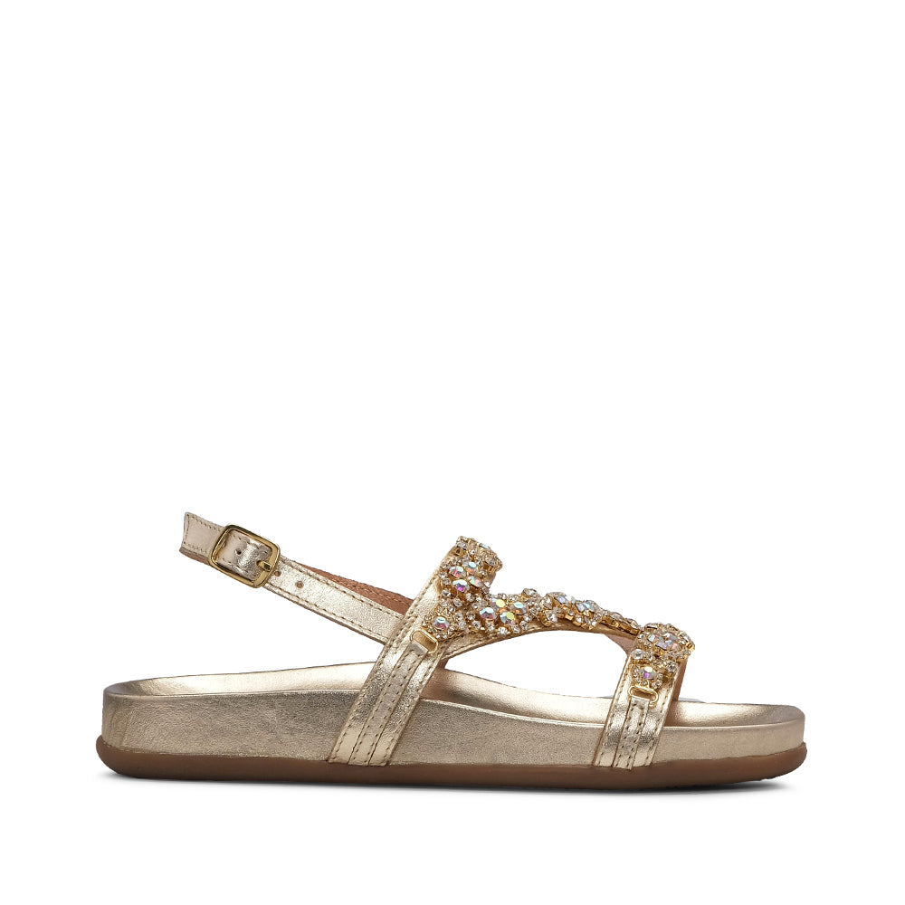 Manuel Alves Women's Flat Heel Sandal in Gold Metallic