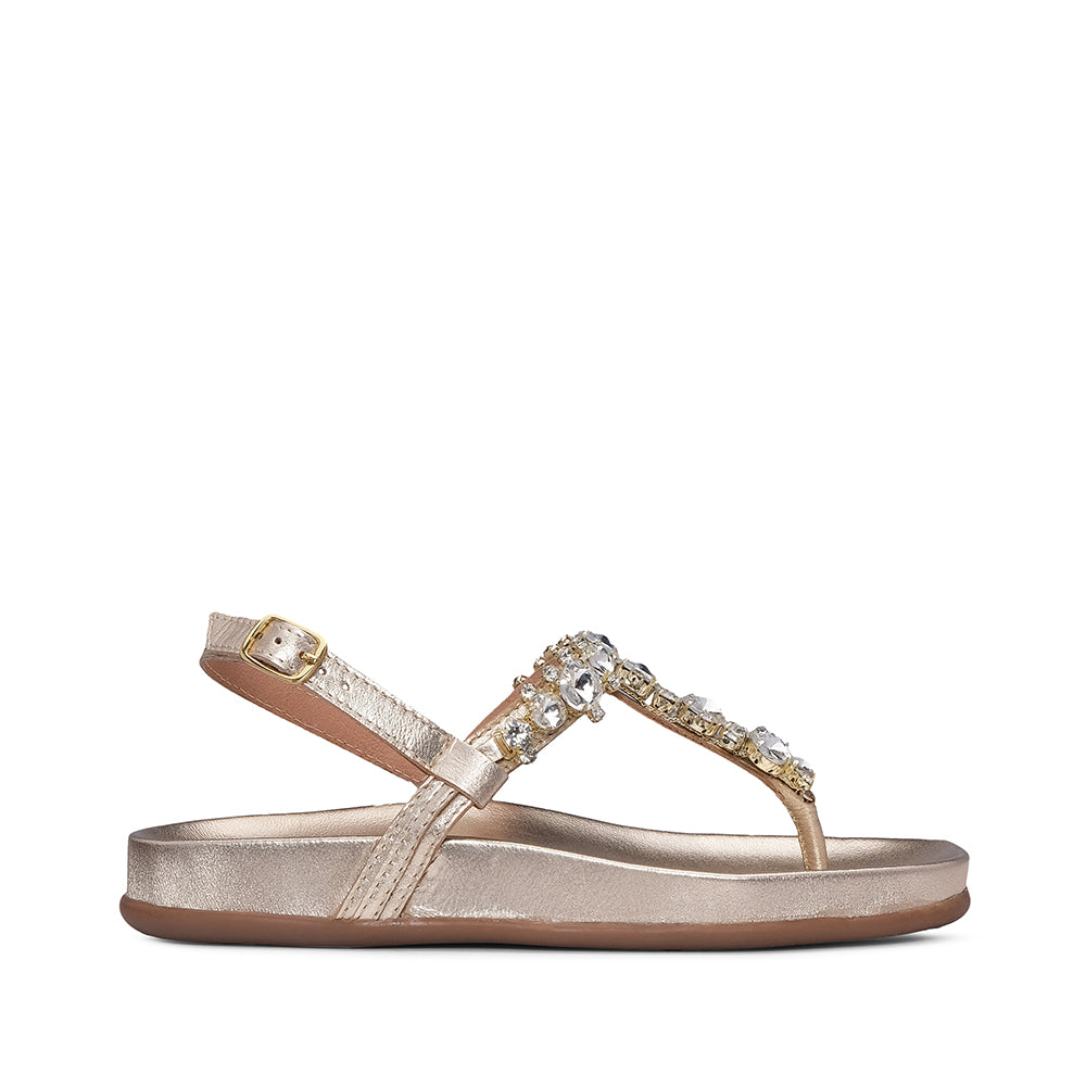 Women's Flat Heel Sandal in Gold Metallic