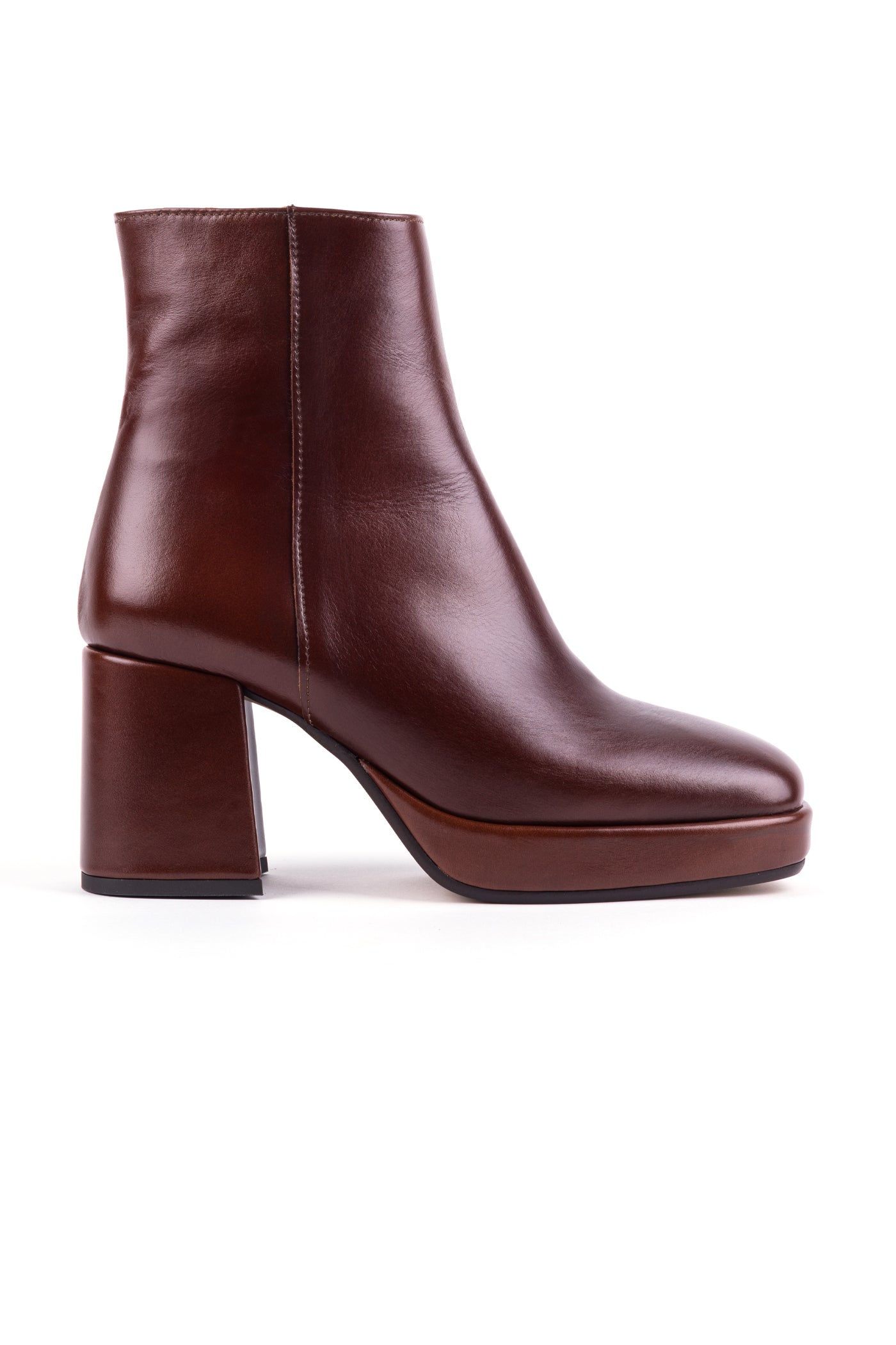 Zilian Botas em pele de salto alto Castanho