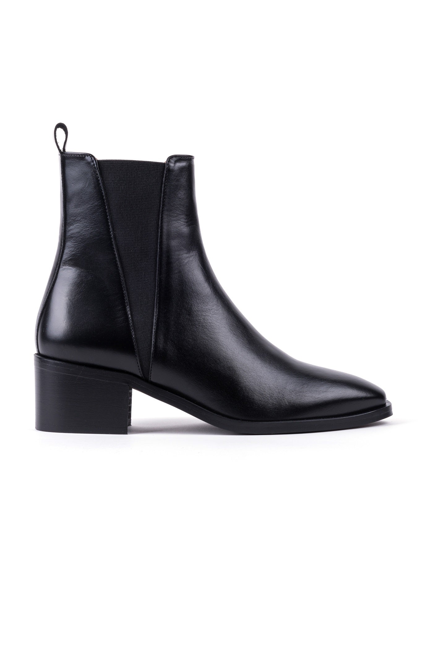 Botas de salto médio em pele Preto
