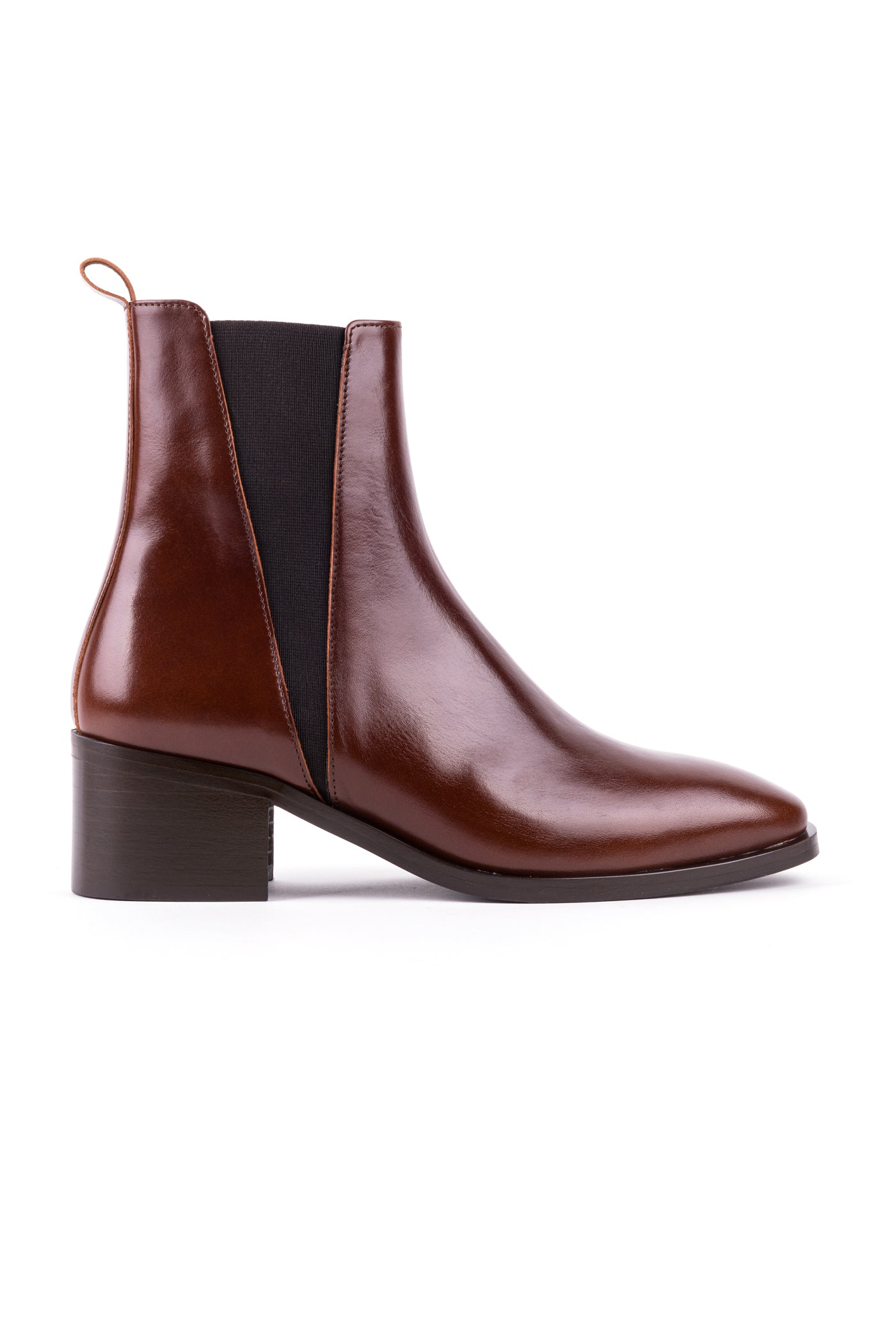 Botas de salto médio em pele Castanho