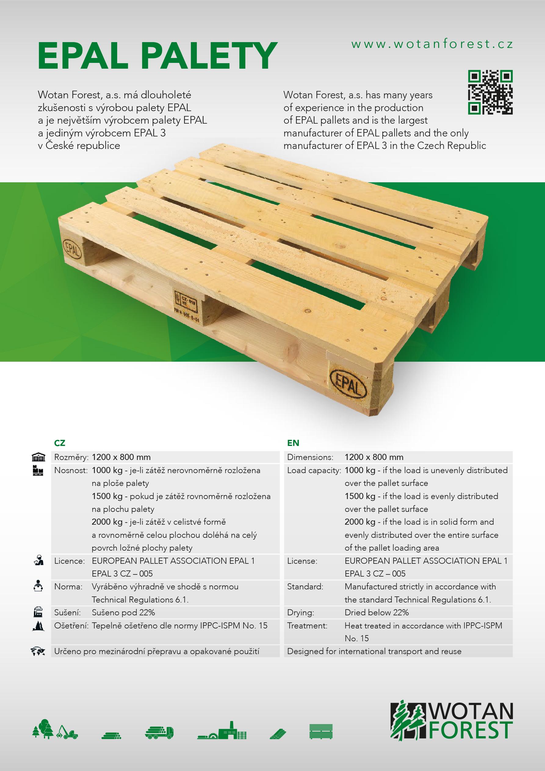 Wotan Forest, a.s. New wooden Euro pallets (EPAL or UIC)